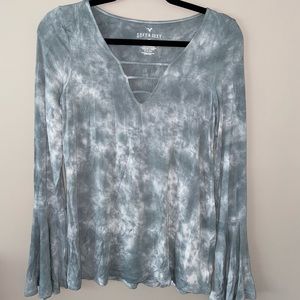 AE Soft & Sexy TieDye Bell Sleeve Blouse